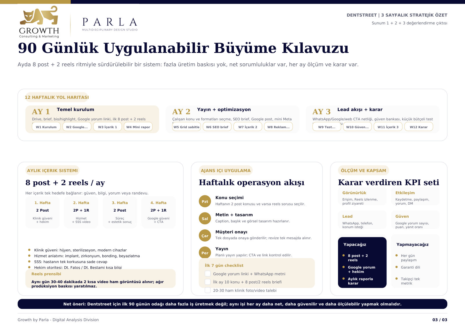 Yönetici özeti — 90 günlük büyüme kılavuzu